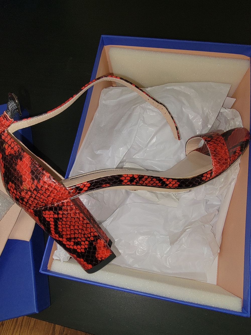 Stuart Weitzman Snakeskin Block Heel Sandals Sz 9